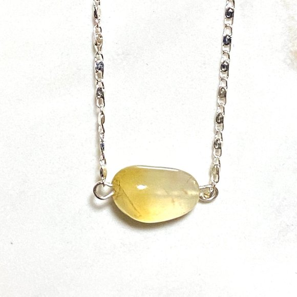 2/$20, Yellow Citrine Tumbled Stone Necklace, Genuine Gemstone Bar Pendant - Picture 5 of 8